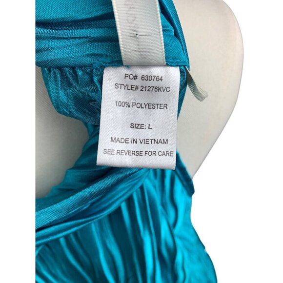 Heart Soul Womens Turquoise Sleeveless Halter Neck Top L Polyester - Picture 5 of 6